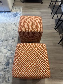 Upholstered cube ottomans