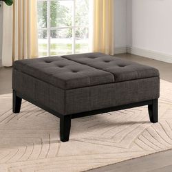 Stylish Dark Gray Fabric Storage Bench