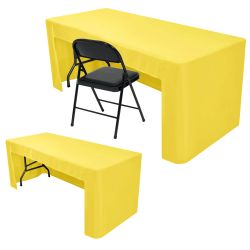 Nasitos 2 Pack Yellow Tablecloth Rectangle Fitted For 4 Foot-Open Back Tablecloth Fabric Washable And Wrinkle Resistant Table Cover For Trade Show, Pa