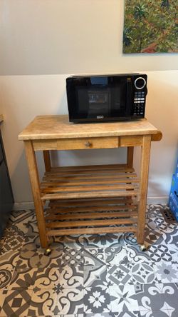 Kitchen Island Cart Butcher Block on Wheels