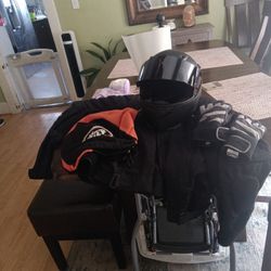 Motorcycle Helmet And Jacket And Gloves Together