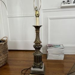 L&L WMC Vintage Brass And Marble Lamp
