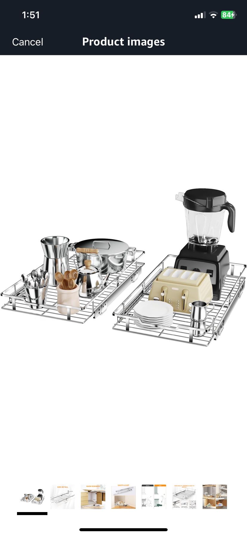 2 Pk Heavy Duty Slide Out Pantry Shelves Sliding Drawer Storage 12