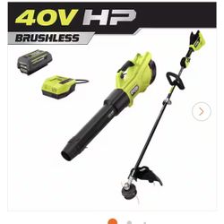 RYOBI 40V Brushless Trimmer + Blower w/ Battery & Charger