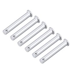 uxcell Single Hole Clevis Pins - 8mm X 60mm Flat Head Zinc-Plating Solid Steel Link Hinge Pin 6Pcs