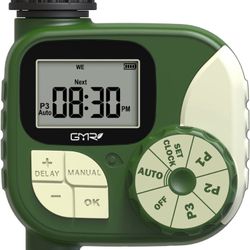 GMR Sprinkler Timer, Water Timer for Garden Hose, Hose Timers for Watering, Irrigation Timer with 3 Programs/Rain Delay/Manual/Auto Watering System, 1