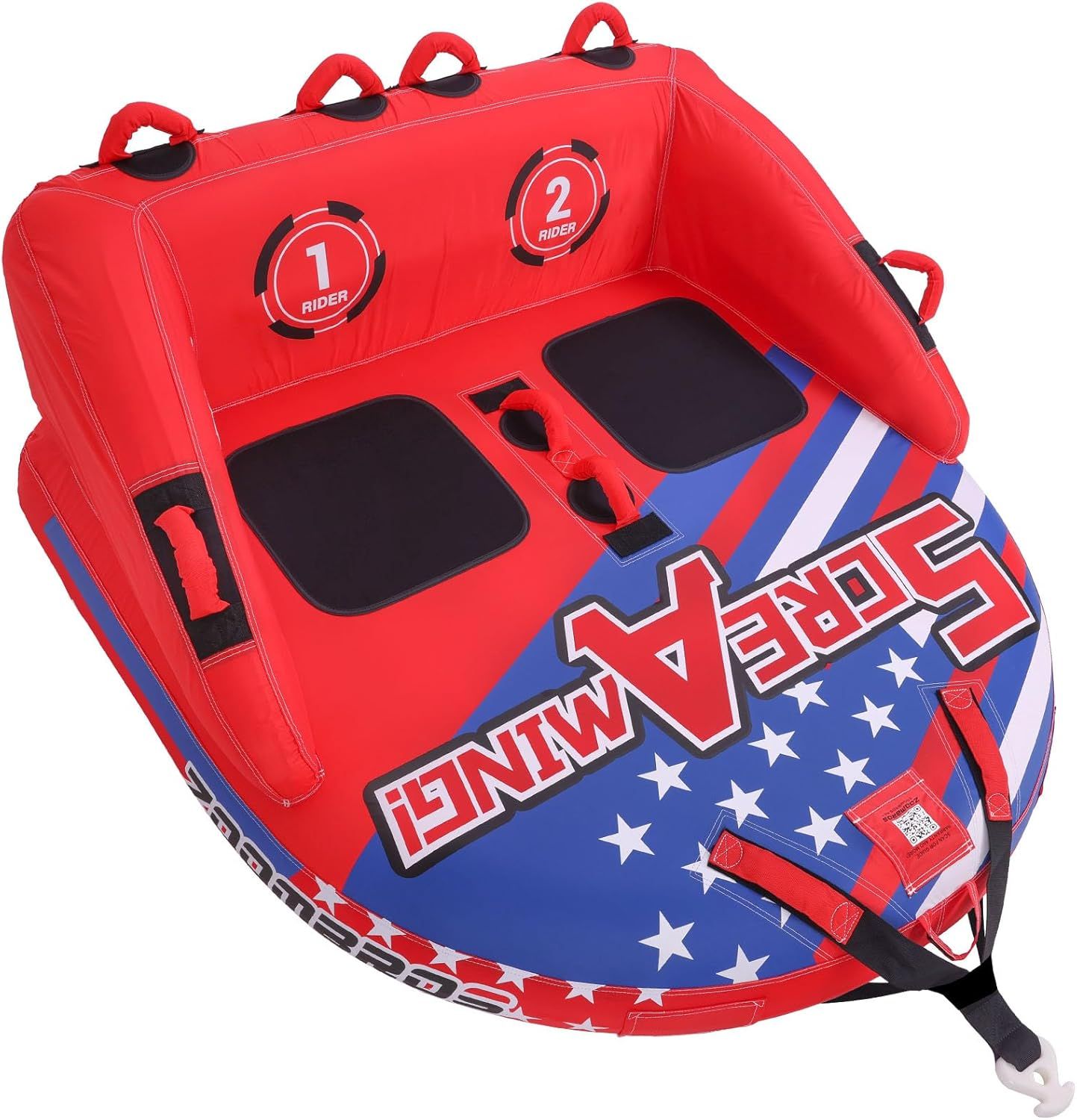 Towable Tubes for Boating 2-Person, Front/Back Tow Points Sofa Style Boat Tubes and Towables, Holds 340 lbs Large Capacity, Premium Nylon Cover, Perfe