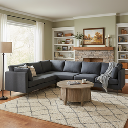 Lyon 106" L-Shaped 6-Seater Linen Sectional Sofa with Pillows