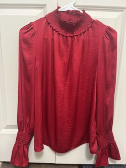 Women's Red Balloon Sleeve Blouse