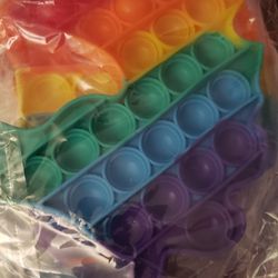 Pop Its Fidget Toy Set - Rainbow Dinosaur Unicorn and Among Us Pop its Pack 3 - Stress Relief Silicone Squeeze Push Pop Bubble Popper Sensory Toy for 