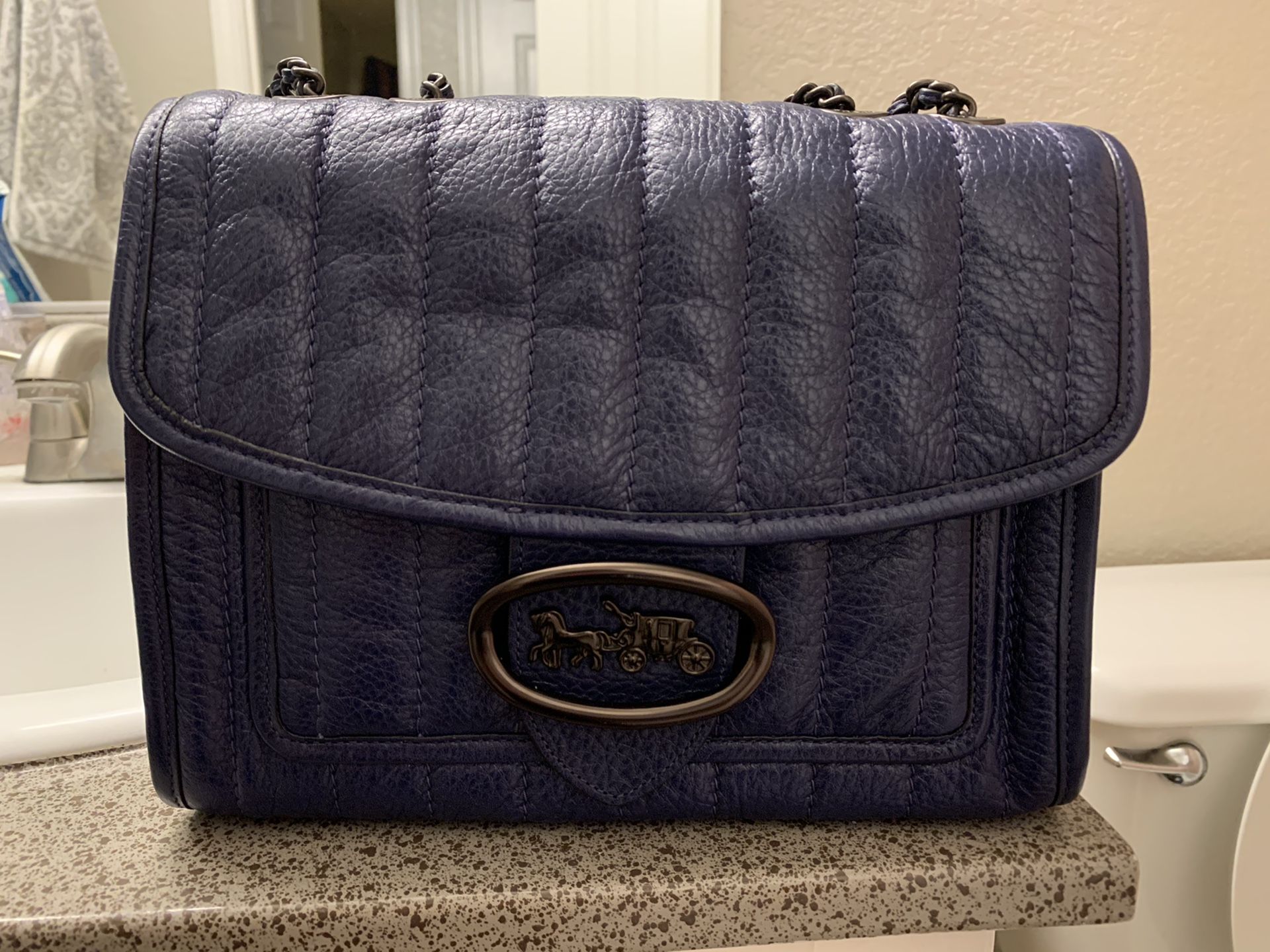 COACH Melody Shoulder Bag w/Quilting Cadet Blue