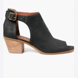 Lucky Brand Women's Black Leather Peep Toe Cut Out Booties Size 7 