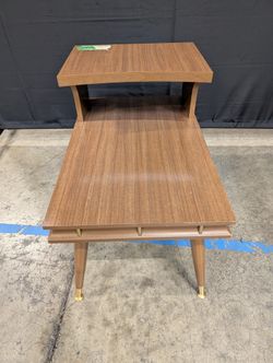Mid-Century Modern Two-Tier Side Table with Tapered Legs