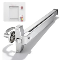 32” Panic Door Bar for Exit Door with Exterior Lever Pull and Keys - Silver