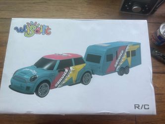 Wisairt Toy Trucks and RV Camper Trailer Vehicle Playset, 1:18 Scale cars with Sounds and Light for Aged 3+ Boys Girls