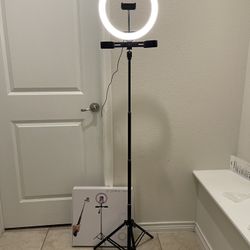 12” LED Ring Light, Long Adjustable Tripod, Dimmable 3 Light Modes 10 Brightness Level