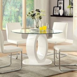 Brand New White Modern Style 5pc Dining Table Set 
