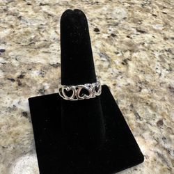 Sterling Silver Heart Band Ring 