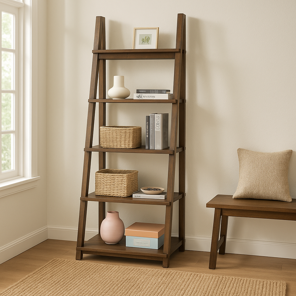 Arbor 5-Tier Ladder Shelf, Rustic Brown