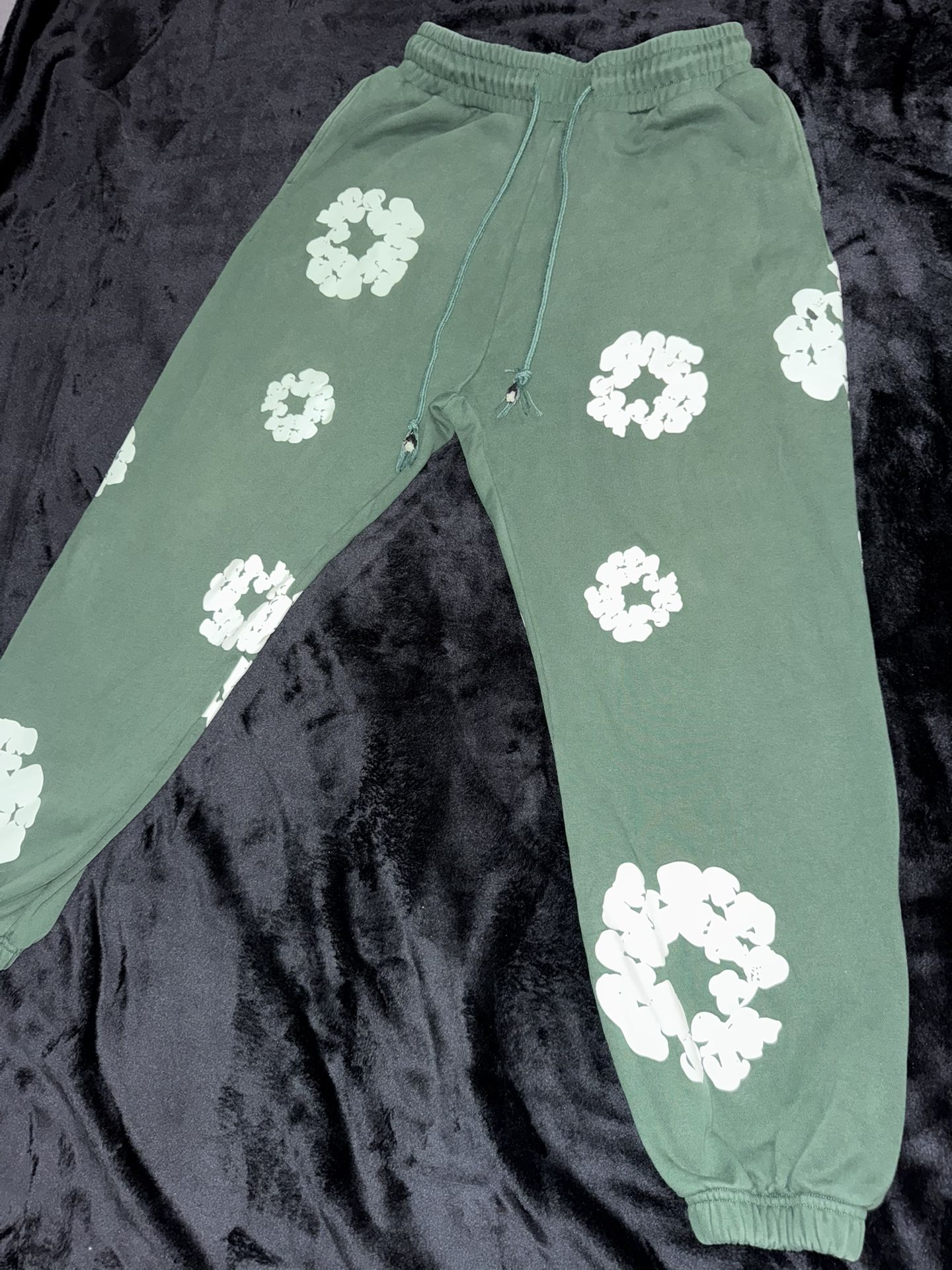 Green Denim Tear Sweatpants