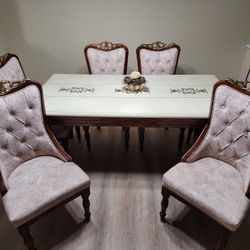 Imported Dining Table With Marble Top/6 Chairs
