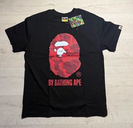 Red and black face bape shirt (large)