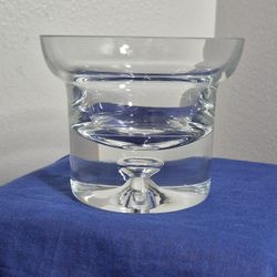 Vintage Krosno Poland Art Glass Candle Holder Controlled Bubble