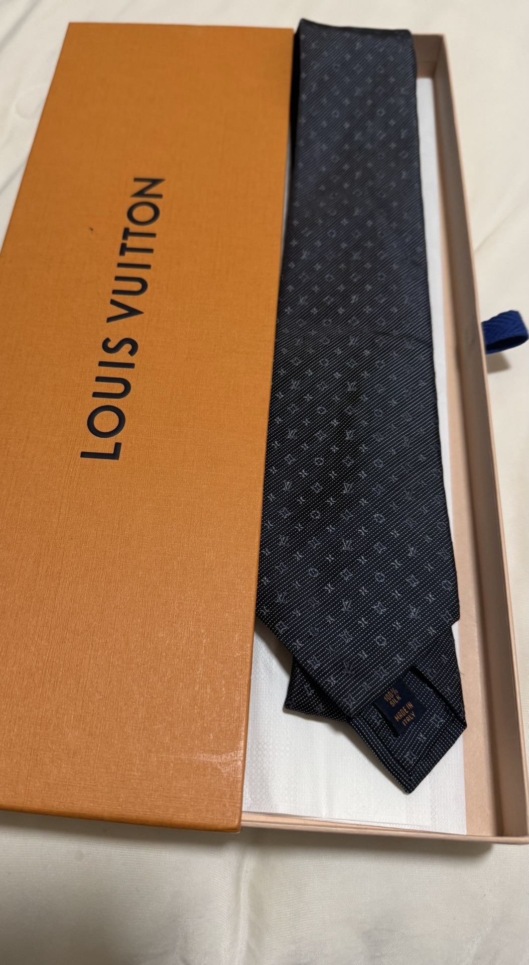 Louis Vuitton Tie Gray Blue Authentic