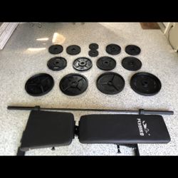 HOME GYM - Squat Rack, Barbell, Weight Plates, Adjustable Bench