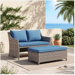 Red Barrel Studio Frett Wicker 2-Person Patio Conversation Set