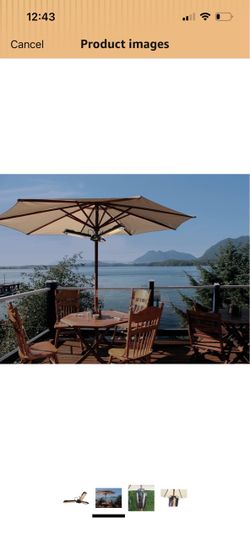 Patio mounted umbrella heater
