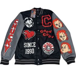 Chucky Varsity Jacket Halloween Costume Adult Mens Clothing Coat Sweater Size Medium Spooky Scary Horror Movie Good Guys Doll