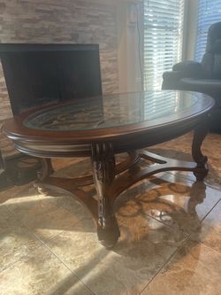 Ashley Furniture Oval Coffee Table – Espresso Brown