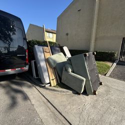 California King Mattress, 2 Box Springs, Headboard & Footboard, L-shaped Couch, Rug