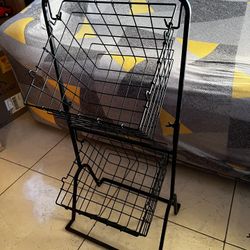 Costway 2- Tier Standing Metal Wire Basket Stand