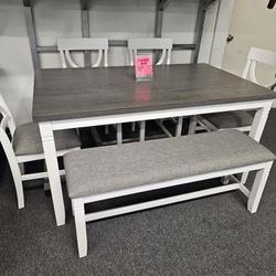 Brand New Dining Set 6 Pcs White & Grey $469
