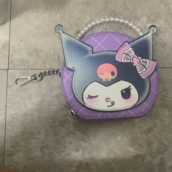 Sanrio Kuromi Dressup Wallet Mini Bag Coin Purse Purple. NEW. Pearl Handle