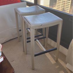 Top Grain Leather Backless Bar Stools 