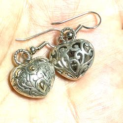 Sterling Thailand Open Heart Earrings 