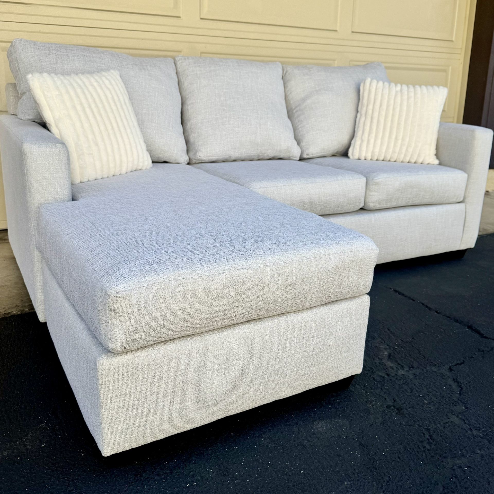 Cream Colored Reversible Living Spaces Sectional Couch Sofa