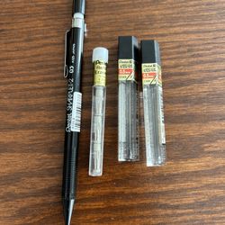 Vtg Pentel SHARPLET-2 0.5 Mm A 125 Mechanical Pencil Black,  H .05 Lead, Z3-1 4 Erasers Rare Japan