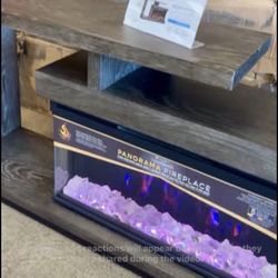 Twin Star Home 65” TV stand with Panorama Electric Fireplace