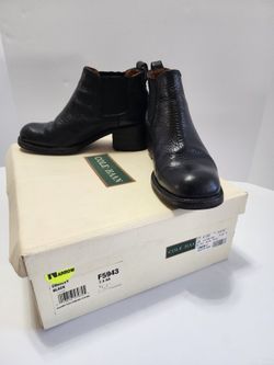 Vintage Cole Haan Crosley Black Leather Lug Ankle Chelsea Boots – Women's 7.5 AA