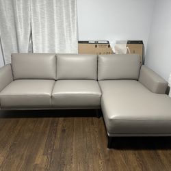 New Classic Furniture Grey Leather Sectional Sofa