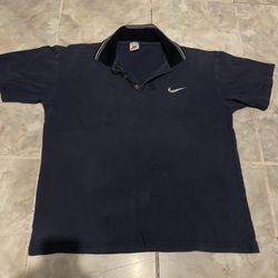 Vintage 90s Nike Shirt Golf Polo Adult XL Blue Swoosh Cotton