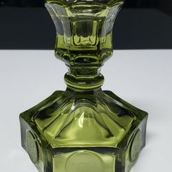 Fostoria Emerald Green Glass Liberty Bell & Patriot Coin Base Candle Holder