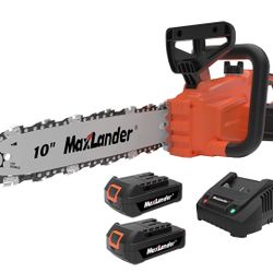 MAXLANDER 10-Inch Battery Operated Chainsaw, 20V Cordless Chainsaw, 2 Pcs 2.0Ah Batteries with Charger, Auto-Tension, Auto-Lubrication, Lightweight $5