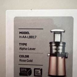 Hurom Alpha Lever Slow Juicer – Rose Gold (Used) Original Price: ~$499 | Selling for $150