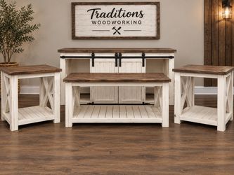 Rustic Farmhouse 4 piece Living Room Furniture Set