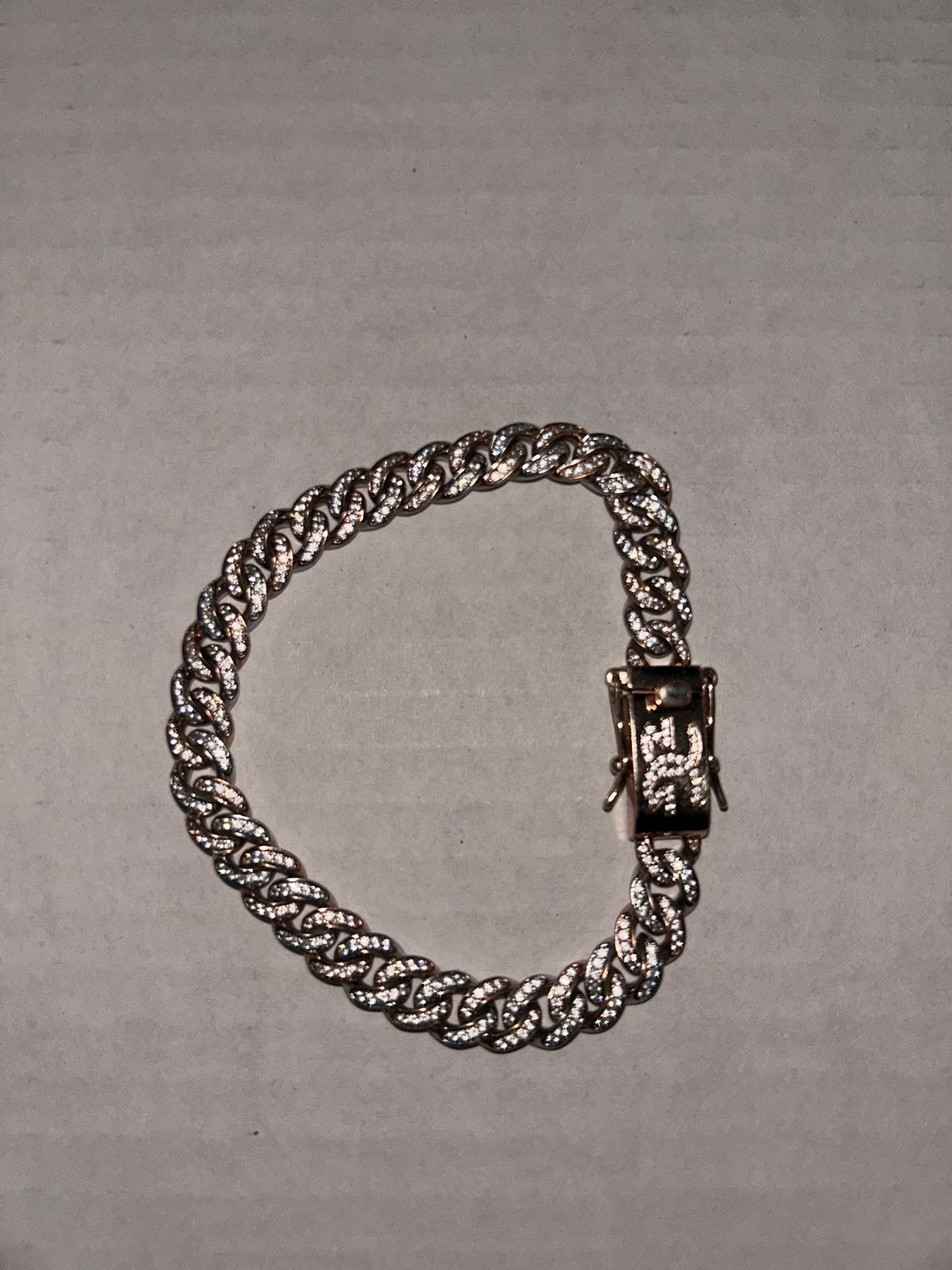 18k Rose Gold Iced Cuban Bracelet